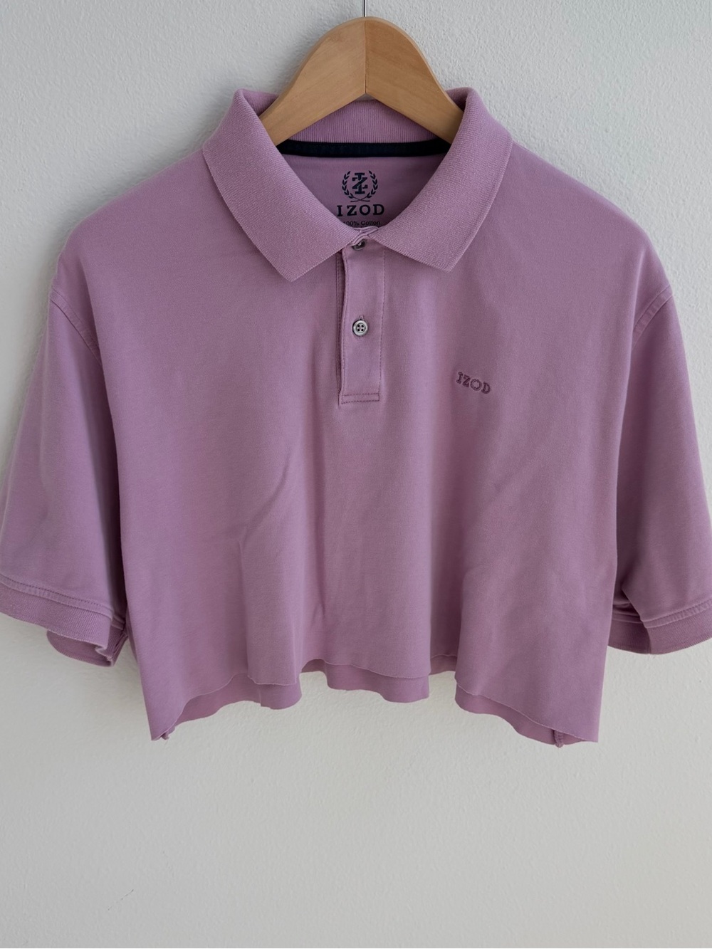 Izod Light Purple short sleeve cropped button Polo